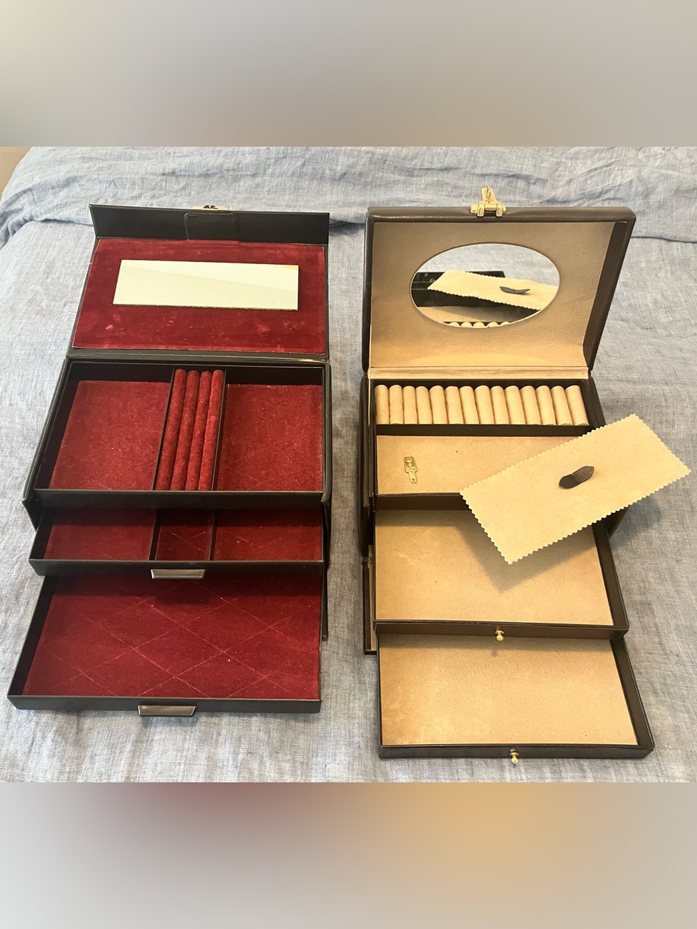 Real Vintage Leather Jewelry Box Organizers
